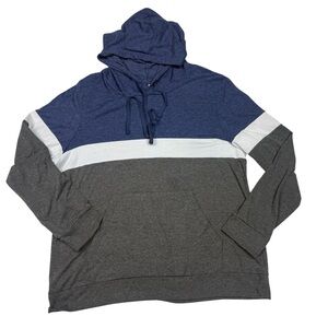 Women's Blue and Gray Colorblock Hoodie